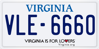 VA license plate VLE6660