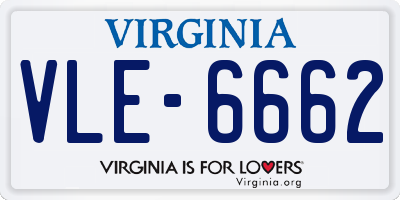 VA license plate VLE6662
