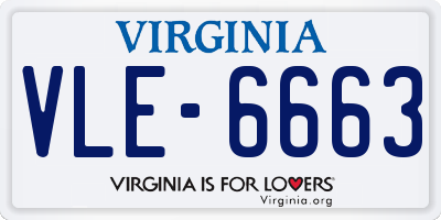 VA license plate VLE6663