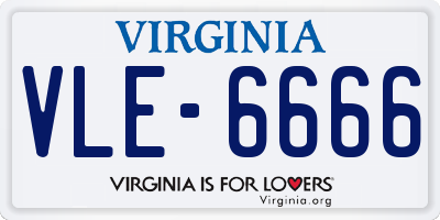VA license plate VLE6666