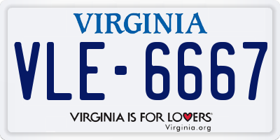 VA license plate VLE6667