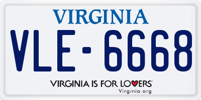 VA license plate VLE6668