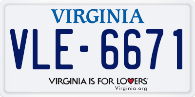 VA license plate VLE6671