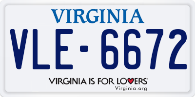 VA license plate VLE6672