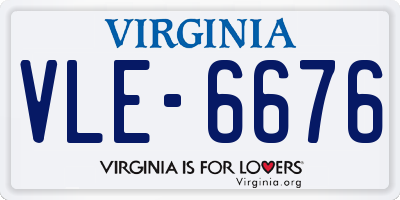 VA license plate VLE6676