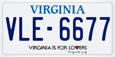 VA license plate VLE6677