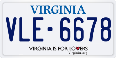 VA license plate VLE6678