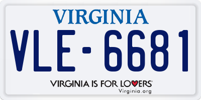 VA license plate VLE6681