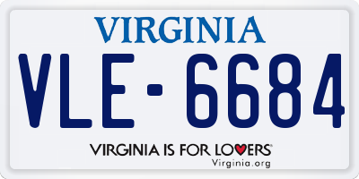 VA license plate VLE6684