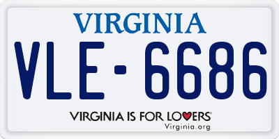 VA license plate VLE6686