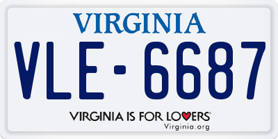 VA license plate VLE6687