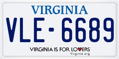 VA license plate VLE6689