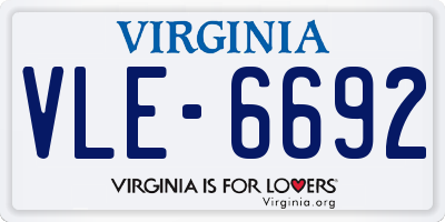 VA license plate VLE6692