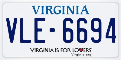 VA license plate VLE6694