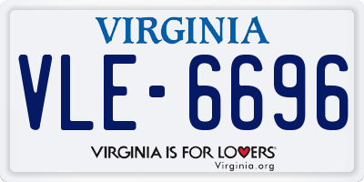 VA license plate VLE6696