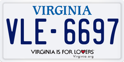 VA license plate VLE6697