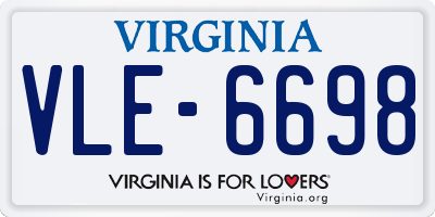 VA license plate VLE6698