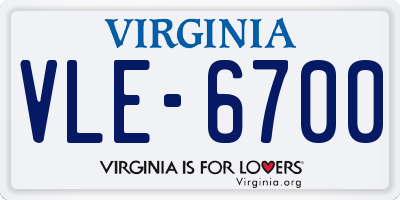 VA license plate VLE6700