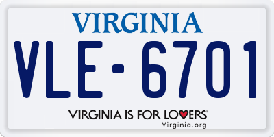 VA license plate VLE6701