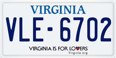 VA license plate VLE6702