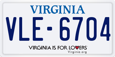 VA license plate VLE6704