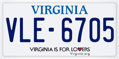 VA license plate VLE6705