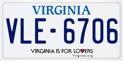 VA license plate VLE6706