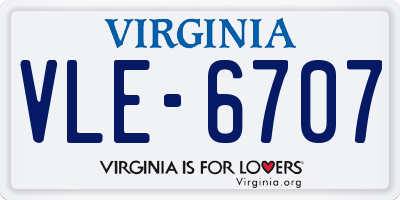 VA license plate VLE6707