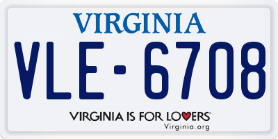 VA license plate VLE6708