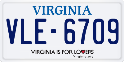 VA license plate VLE6709