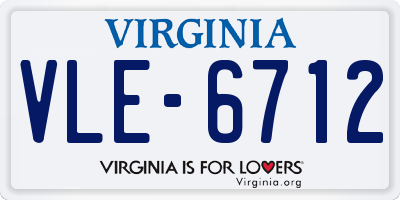 VA license plate VLE6712