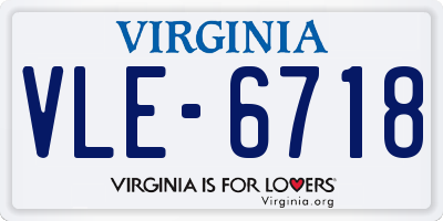 VA license plate VLE6718