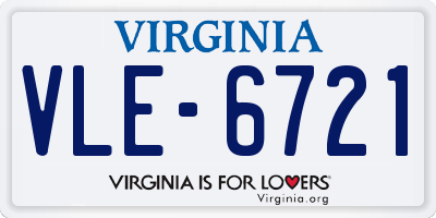 VA license plate VLE6721