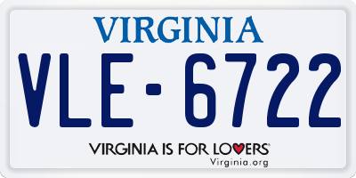 VA license plate VLE6722
