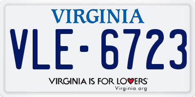 VA license plate VLE6723