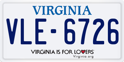 VA license plate VLE6726