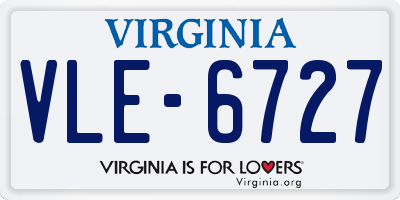 VA license plate VLE6727