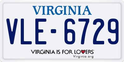 VA license plate VLE6729