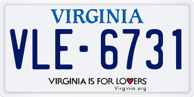 VA license plate VLE6731