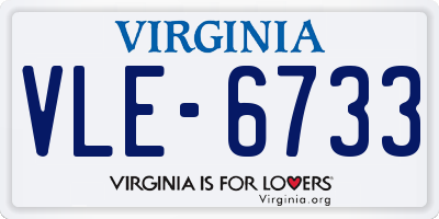 VA license plate VLE6733