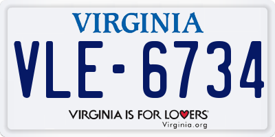 VA license plate VLE6734