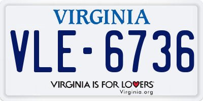 VA license plate VLE6736