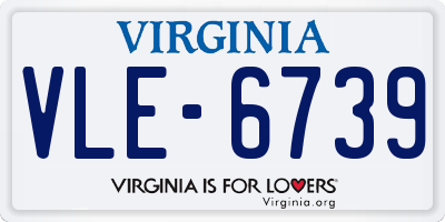 VA license plate VLE6739
