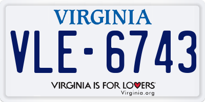 VA license plate VLE6743