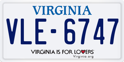 VA license plate VLE6747