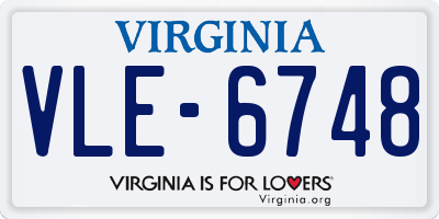 VA license plate VLE6748
