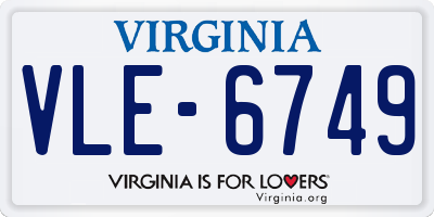 VA license plate VLE6749