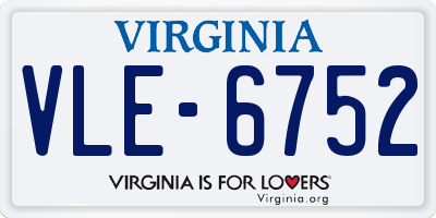 VA license plate VLE6752