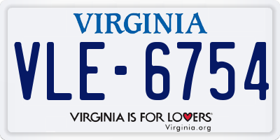 VA license plate VLE6754