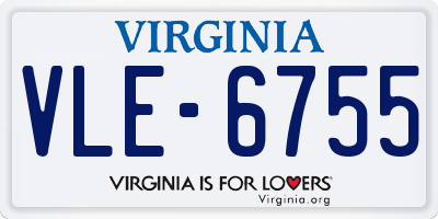 VA license plate VLE6755